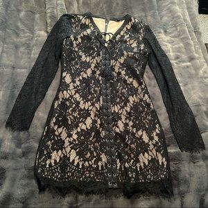 Guess black lace long sleeve dress